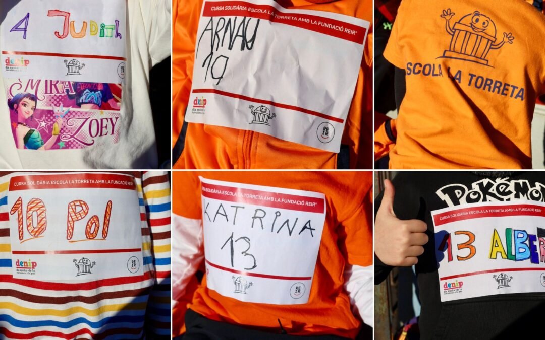 dorsals dels infants participants a la cursa solidària de l’Escola La Torreta amb la Fundació REIR